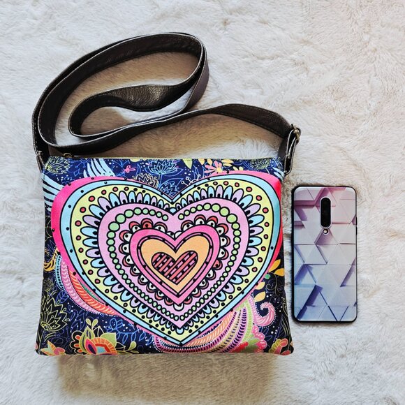 Falcony Bags Psychedelic Trippy Colorful Hippy Art Crossbody Bag for Women - Picture 2 of 5